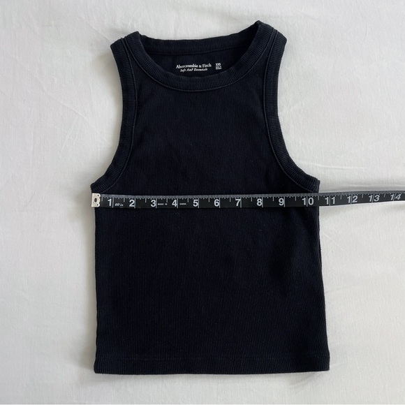 Abercrombie Essential Cropped High-Neck Rib Tank | Black | Size XXS | NWOT - Picture 10 of 10